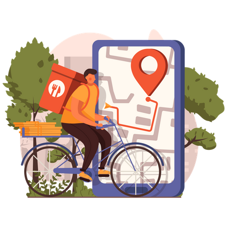 Tracking food delivery  Illustration