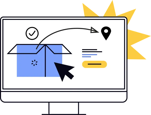 Tracking online parcel order  Illustration