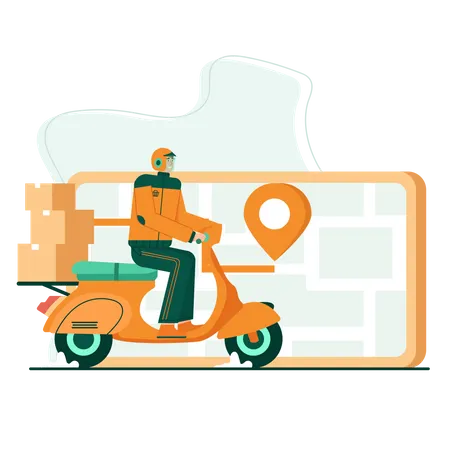 Tracking package using mobile Illustration