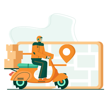 Tracking package using mobile  Illustration