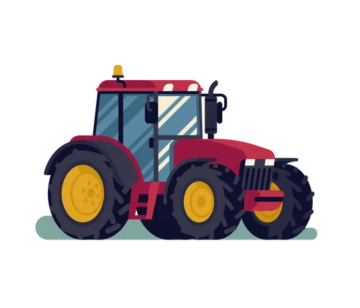 Tractor compacto de campo agrícola moderno  Ilustración