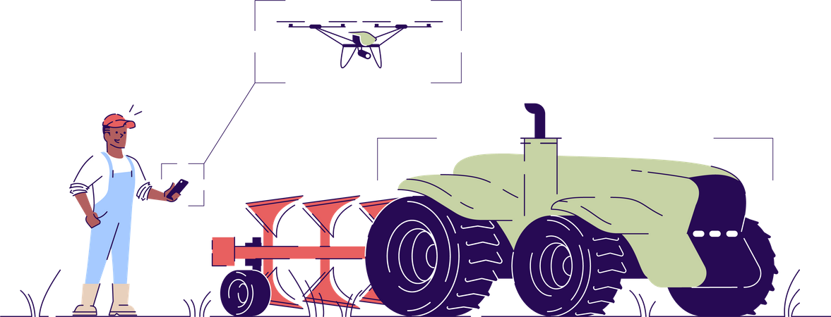 Tractor drone autónomo  Ilustración