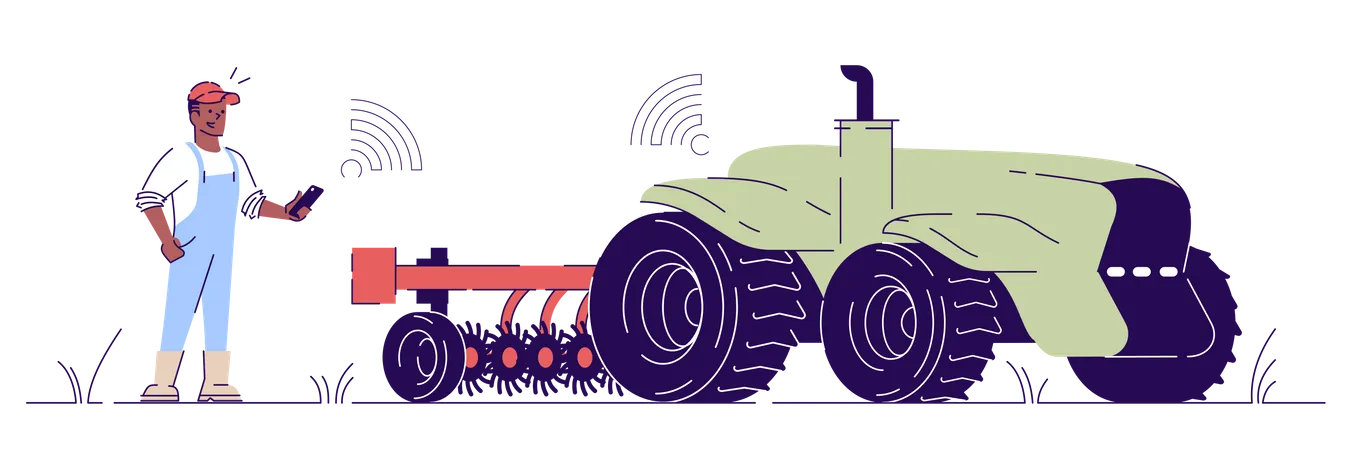 Tractor sin conductor  Ilustración