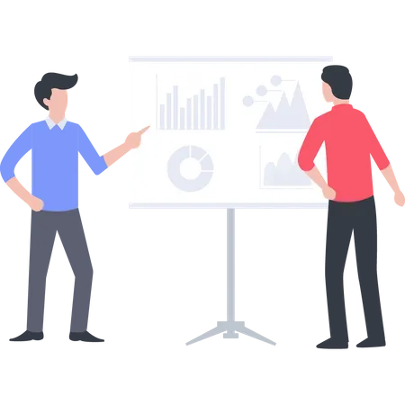 Two Boys Standing Near Presentation Board Illustration