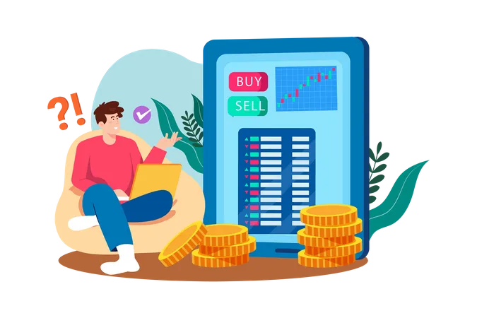 Traders buy and sell securities for profit  Illustration