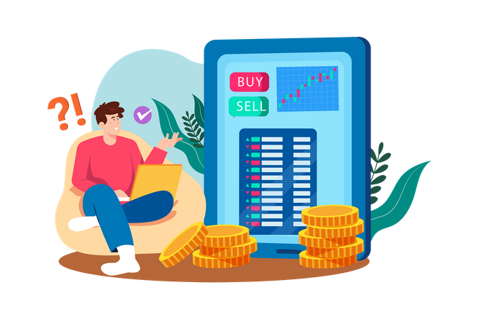 Traders buy and sell securities for profit  Illustration