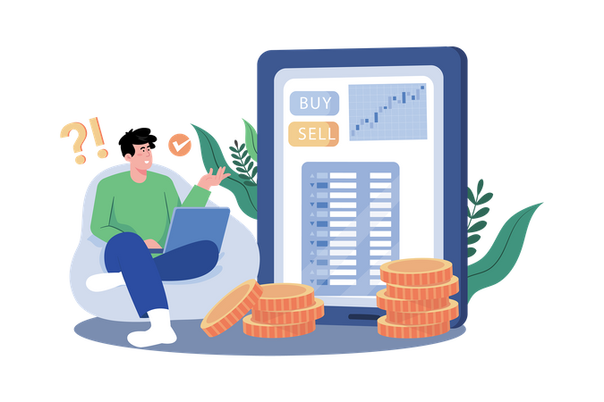 Traders buy and sell securities for profit  Illustration