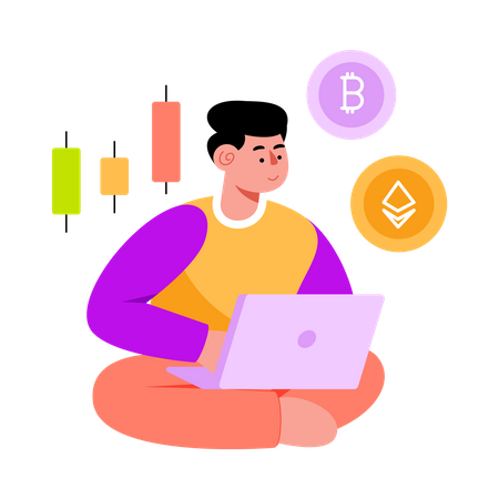 Trading Cryptocurrency Illustration