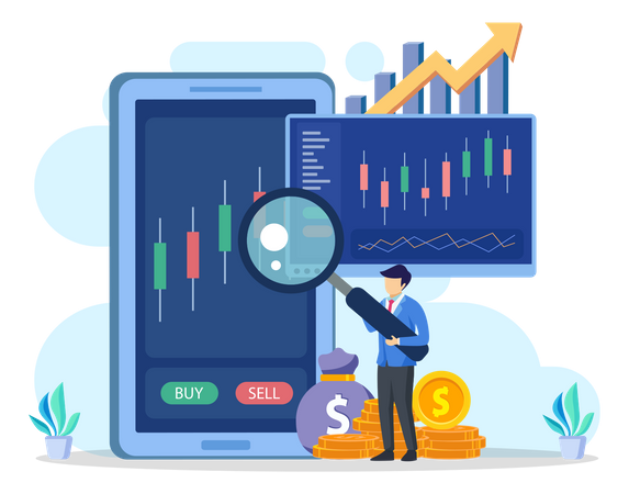 Trading Stocks Online  Illustration