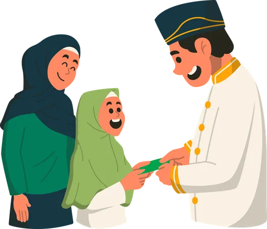Tradition of giving THR Money Envelopes during Eid al-Fitr  Illustration