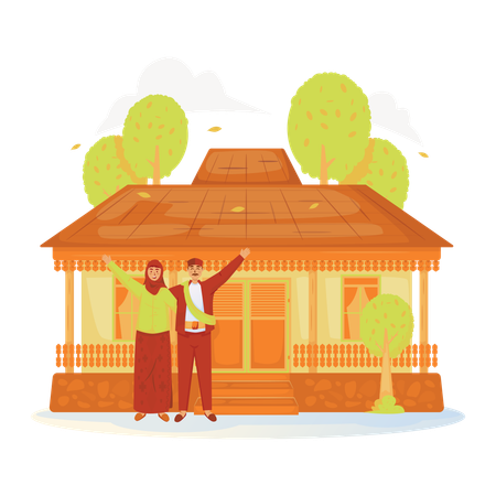 Traditional Betawi kebaya house  Illustration