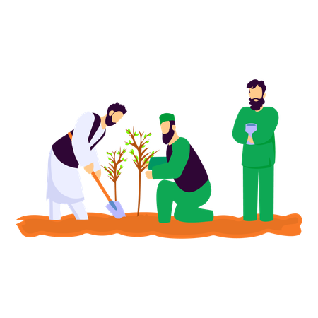 Traditional ceremonial planting on Azaadi 14 August  Illustration