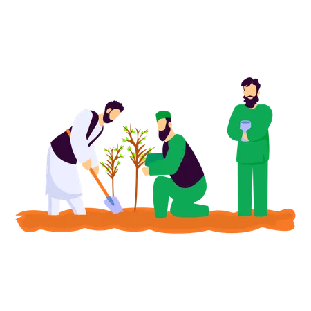 Traditional ceremonial planting on Azaadi 14 August  Illustration