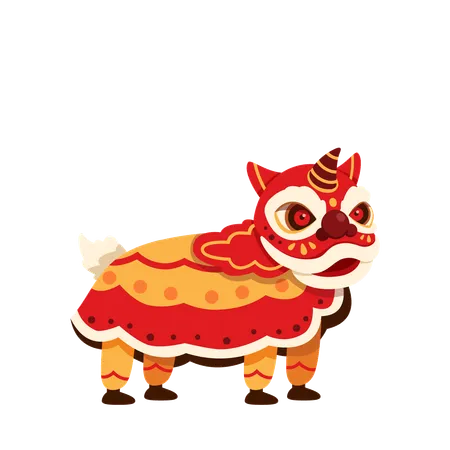 Traditional Chinese Lion Dance  Illustration