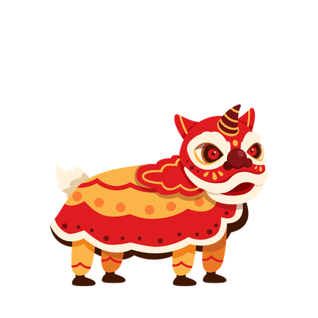 Traditional Chinese Lion Dance  Illustration