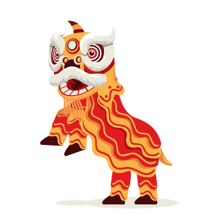 Traditional chinese lion dance performance  Illustration