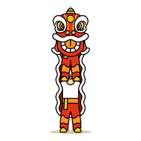 Traditional chinese lion dance performance  Illustration