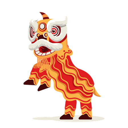 Traditional chinese lion dance performance  Illustration