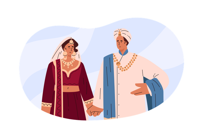 Traditional Indian wedding attire  Illustration