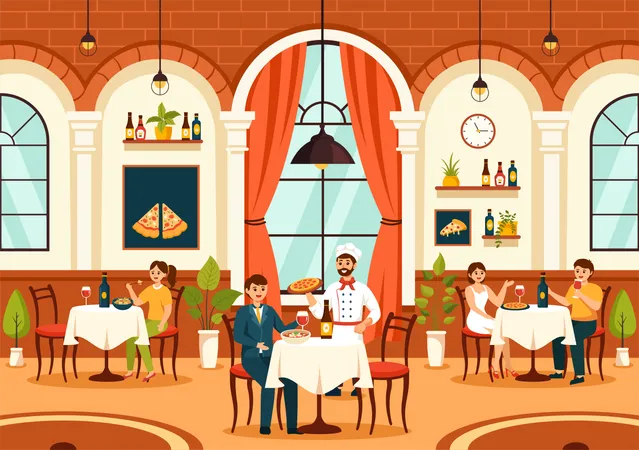 Traditional Italian Food Restaurant  Illustration