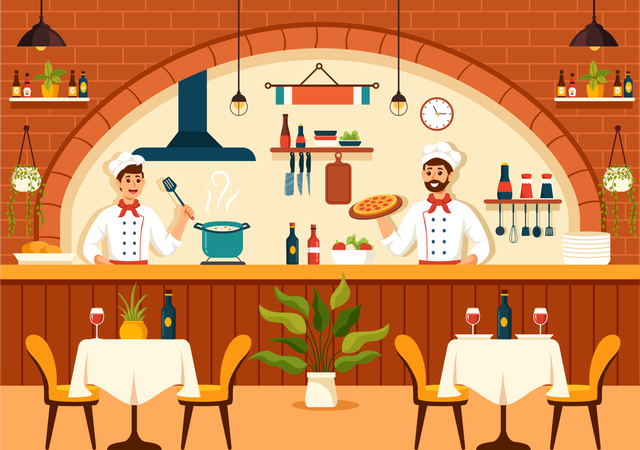 Traditional Italy Dishes  Illustration