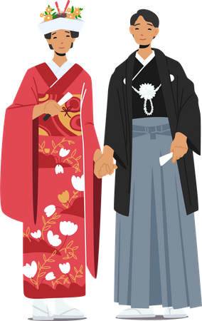 Traditional Japanese Marriage Ceremony  Illustration