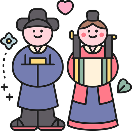 Traditional Korean Couple  Illustration