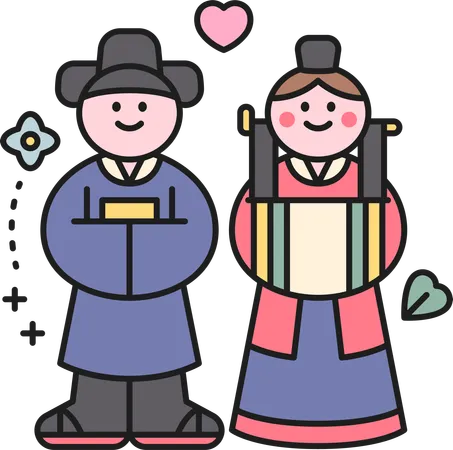 Traditional Korean Couple  Illustration