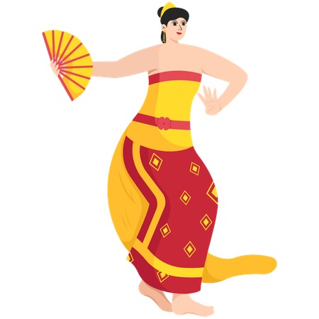 Traditional Legong Dance  Illustration