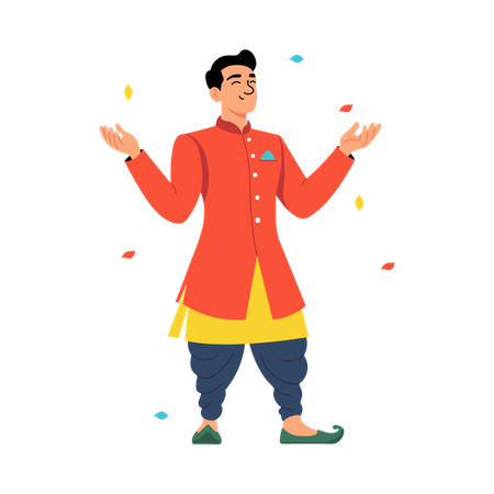 Traditional Man dancing in party  Illustration