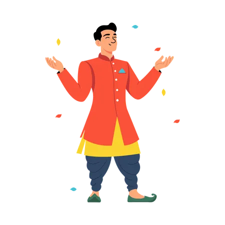 Traditional Man dancing in party  Illustration