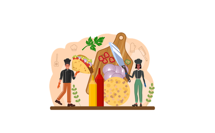 Traditional mexican fast-food  イラスト