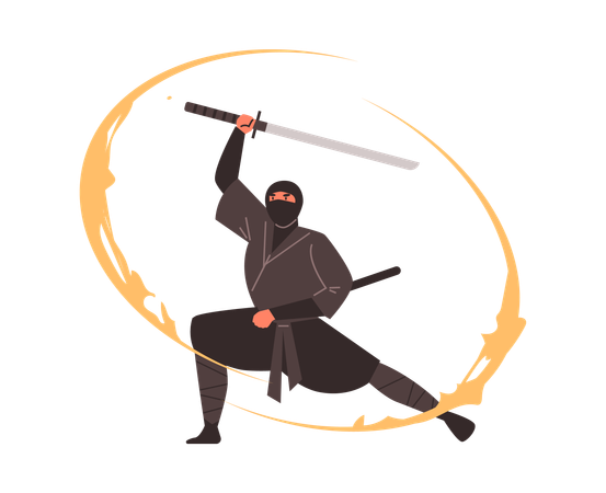 Traditional ninja in dynamic  Illustration