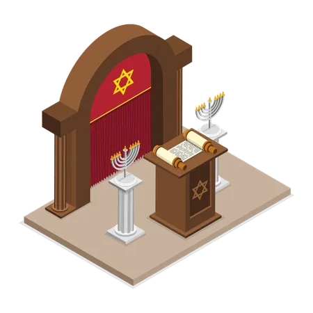 3 D Isometric Flat Vector Icon Of Synagogue Traditional Orthodox Judaism Illustration