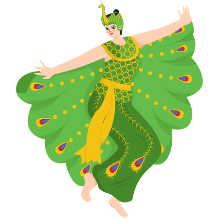 Traditional Peacock Dance  Illustration