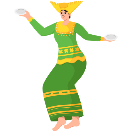 Traditional Plate Dance  Illustration