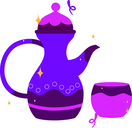 Traditional Ramadan Teapot and Cup  Illustration