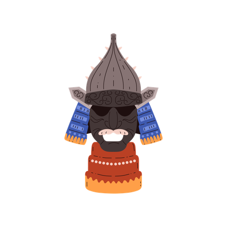 Traditional Samurai military helmet with spikes  Illustration