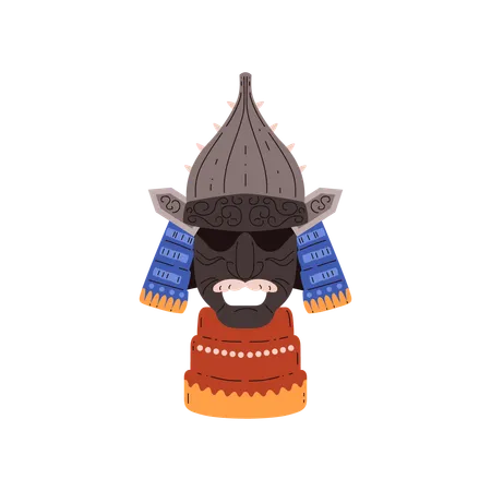 Traditional Samurai military helmet with spikes  Illustration