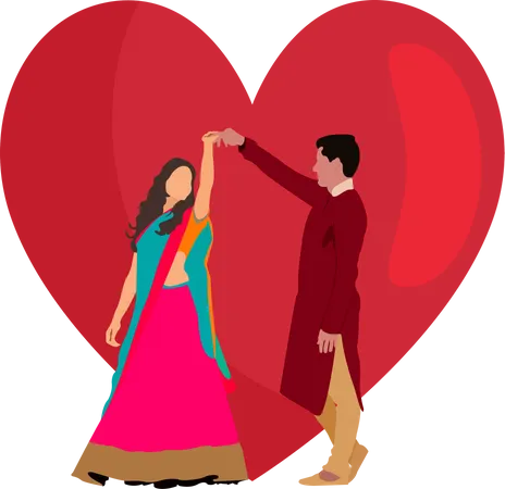 Traditional Valentine Couple Illustration