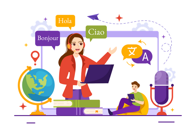 Tradução de idiomas globais  Ilustração