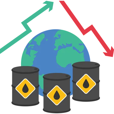 Tradução dos preços do petróleo bruto em todo o mundo  Ilustração