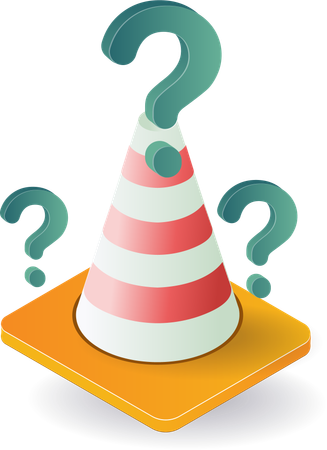 Traffic cone with question mark symbol  Illustration