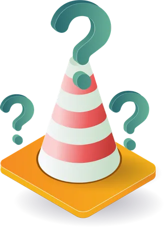 Traffic cone with question mark symbol  Illustration