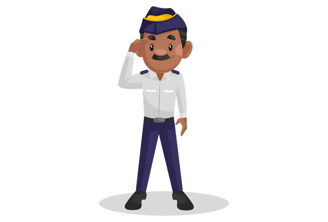 Traffic cop standing in salute pose Illustration