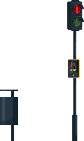 Traffic light with wait, walk button  Illustration