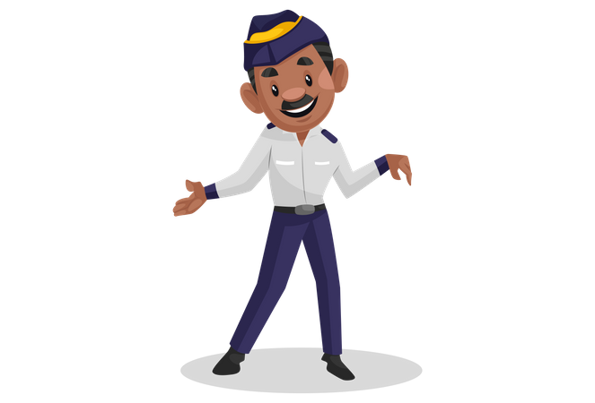 Traffic officer giving signal to go  Illustration