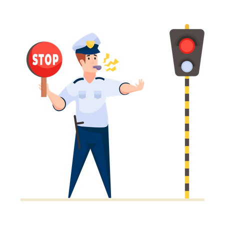 Best Premium Traffic Police Illustration download in PNG & Vector format