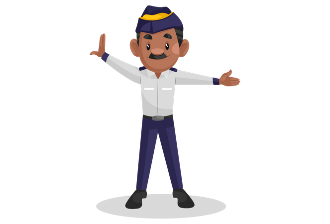 Traffic police man showing hand signal Illustration
