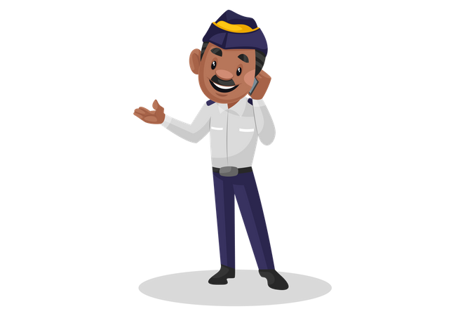 Traffic police officer talking on phone  Illustration